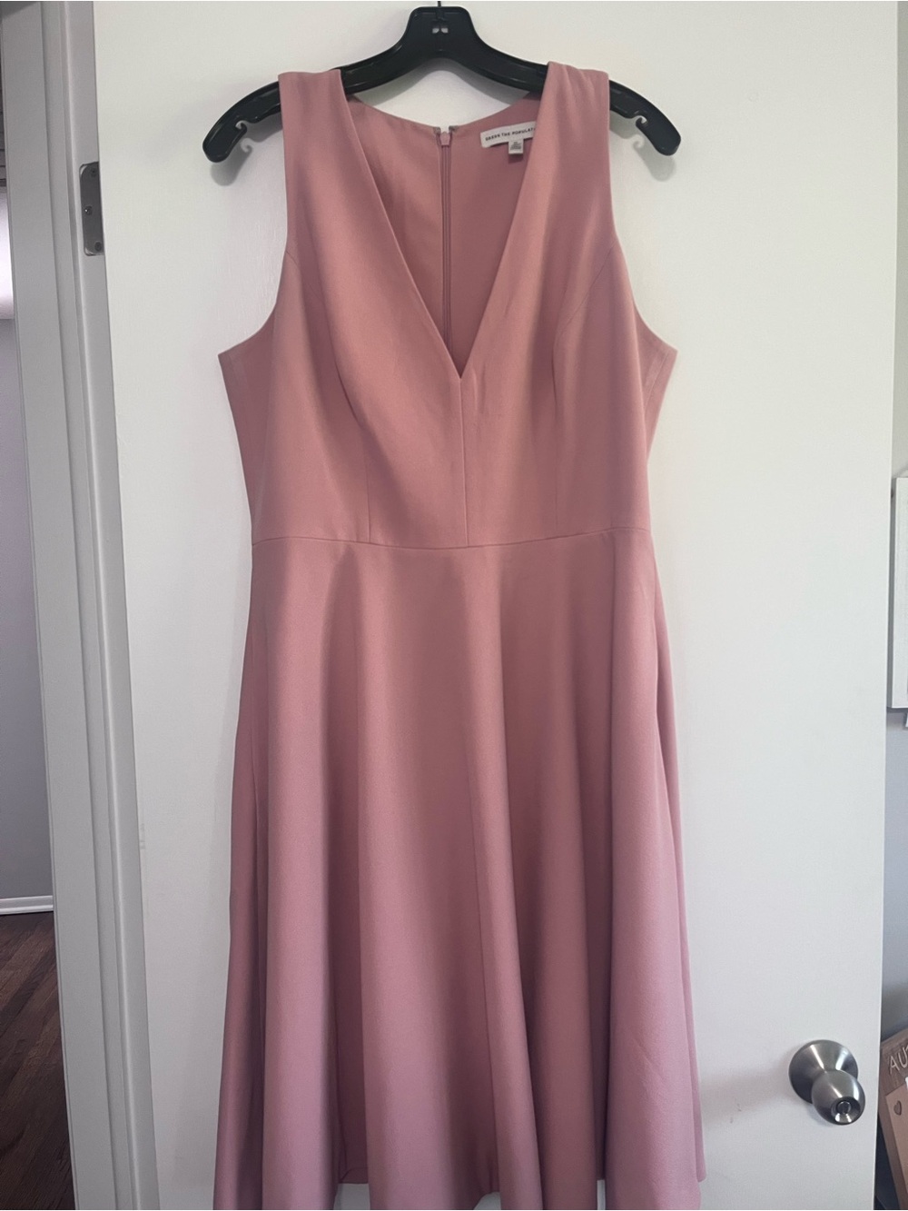 Dress the Population Rose Pink V-Neck Midi A-Line Dress